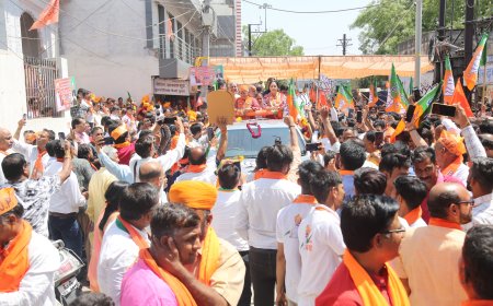 रोड़ शो में उमड़ा जन सैलाब जय श्रीराम के नारों से गुंजायमान हुई चितौड़गढ़ नगरी