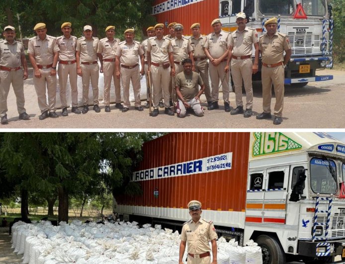 डाक पार्सल लिखवा की आड़ में 5 करोड़ रुपए कीमत का डोडा पोस्त छिलका सहित कंटेनर जब्त