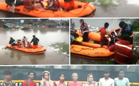 अतिवृष्टि से जल मग्न हुई बगरू की बंजारा बस्ती में फंसे 8 जनों को किया सुरक्षित रेस्क्यू