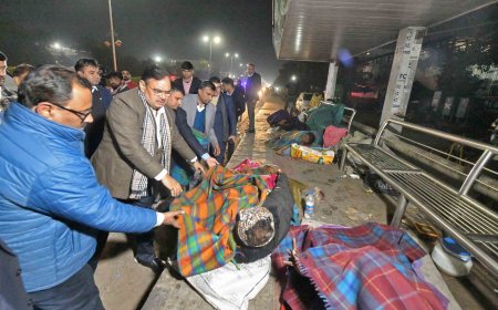 भजनलाल शर्मा ने जयपुर शहर में रैन बसेरे का किया निरीक्षण